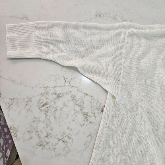 Eileen Fisher Open Cardigan Sz XS Organic Linen & Cotton White - Picture 6 of 10